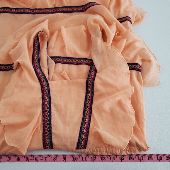 Pitusa Womens Eva Summer Ruffled Maxi Dress Peach Embroidered Trim Lounge Boho - Picture 6 of 8